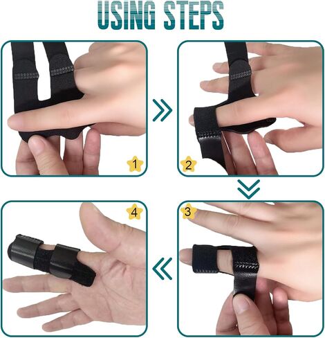 Finger Splint 2Pcs, Trigger Finger Splint Brace for Middle, Index, Ring Fingers Straightening Arthritis Knuckle Sprain Pain Relief Brace Black in Saudi Arabia