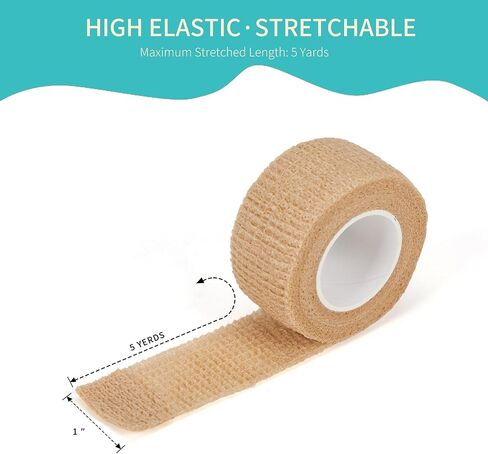 6 Pack,1" x 5 Yards Self Adhesive Bandage Wraps for Sports, Cohesive Bandages,Atheletic Tape for Wrist, Ankle, Hand, Leg,Skin Color,Vet Wrap in Saudi Arabia