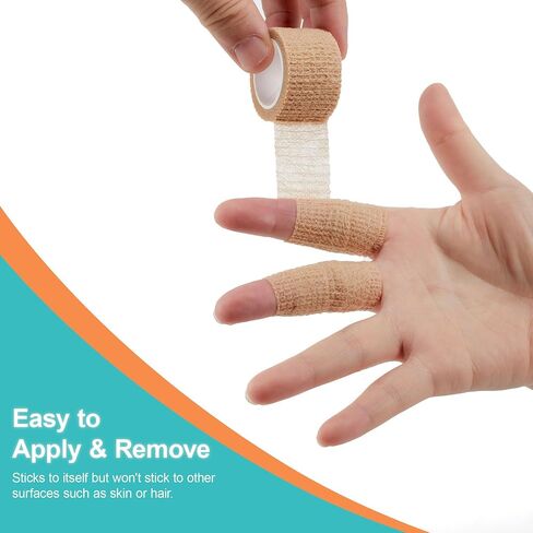 6 Pack,1" x 5 Yards Self Adhesive Bandage Wraps for Sports, Cohesive Bandages,Atheletic Tape for Wrist, Ankle, Hand, Leg,Skin Color,Vet Wrap in Saudi Arabia