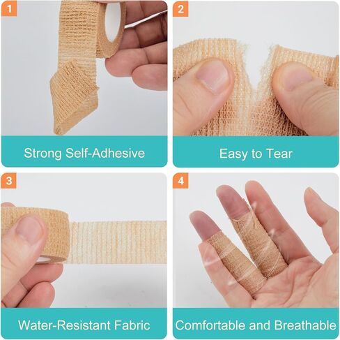 6 Pack,1" x 5 Yards Self Adhesive Bandage Wraps for Sports, Cohesive Bandages,Atheletic Tape for Wrist, Ankle, Hand, Leg,Skin Color,Vet Wrap in Saudi Arabia