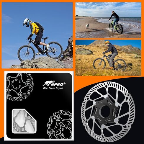 IIIPRO A2 Bike Centerlock Disc Brake Rotor 140mm/160mm/180mm/203mm Stainless Steel MTB Road Bike Center Lock Disc Brake Rotor for Mountain Bike/E-bike/BMX（Black） in Saudi Arabia