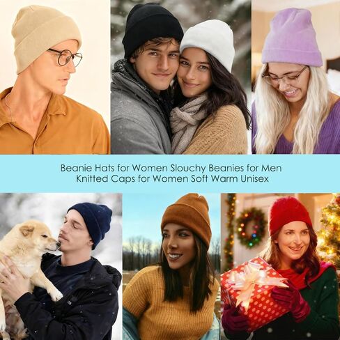 Beanie Hats for Women Slouchy Beanies for Men Knitted Caps for Women Soft Warm Unisex in Saudi Arabia