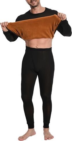 Men's Thermal Underwear Lightweight Gold Fleece Breathable Baselayer for Winter Sports Stretch Loungwear with Fly in Saudi Arabia