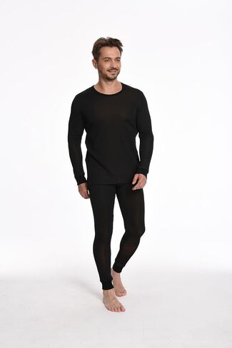 Men's Thermal Underwear Lightweight Gold Fleece Breathable Baselayer for Winter Sports Stretch Loungwear with Fly in Saudi Arabia