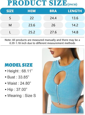 Sports Crop Tank Tops for Women Cutout Zip Seamless Rib Workout Tops Running Yoga Tanks Sleeveless Gym Shirts in Saudi Arabia