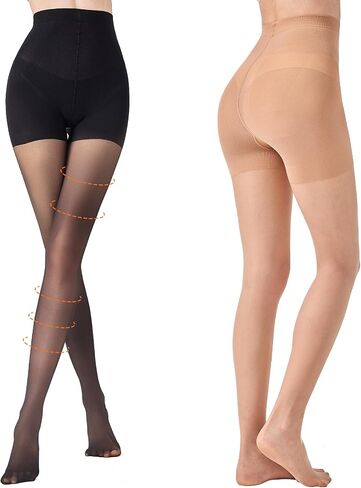 2 Pairs Compression Pantyhose for Women, 10-15mmHg​ High Waist Compression Stockings, 30D Shaping Tights For women in Saudi Arabia