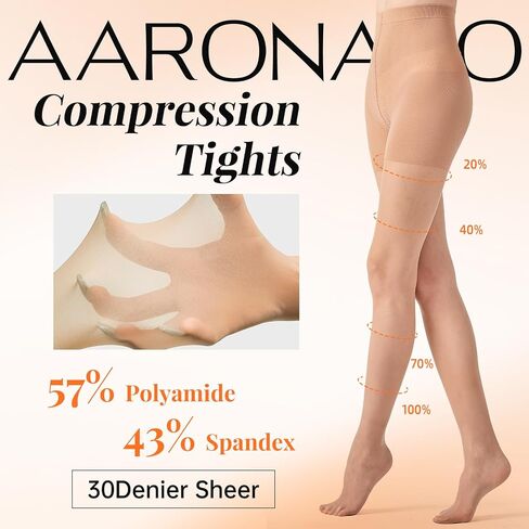 2 Pairs Compression Pantyhose for Women, 10-15mmHg​ High Waist Compression Stockings, 30D Shaping Tights For women in Saudi Arabia
