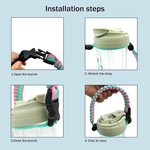 Water Bottle Handle Strap Paracord Handle Strap Cord with Carabiner Fits Wide Mouth Bottles 12oz to 64oz in Saudi Arabia