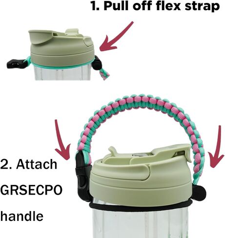 Water Bottle Handle Strap Paracord Handle Strap Cord with Carabiner Fits Wide Mouth Bottles 12oz to 64oz in Saudi Arabia