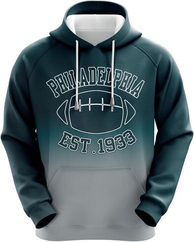 Football Hoodie Fade Color Soft Classic Pullover Hooded Sweatshirt,City Style Unisex Fans Sweatshirt Gift M-3XL in Saudi Arabia