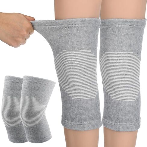 Bamboo Knee Compression Sleeve, Elastic Knee Brace for Men and Women, Knees Support for Running, Gym, Arthritis, Non Slip Compression Knees Sleeve for Swelling Breathable, Gray, Large in Saudi Arabia