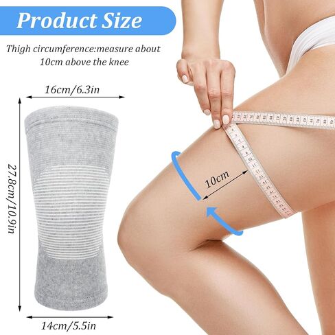 Bamboo Knee Compression Sleeve, Elastic Knee Brace for Men and Women, Knees Support for Running, Gym, Arthritis, Non Slip Compression Knees Sleeve for Swelling Breathable, Gray, Large in Saudi Arabia