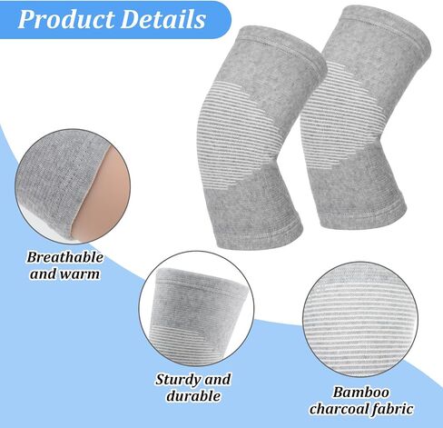 Bamboo Knee Compression Sleeve, Elastic Knee Brace for Men and Women, Knees Support for Running, Gym, Arthritis, Non Slip Compression Knees Sleeve for Swelling Breathable, Gray, Large in Saudi Arabia