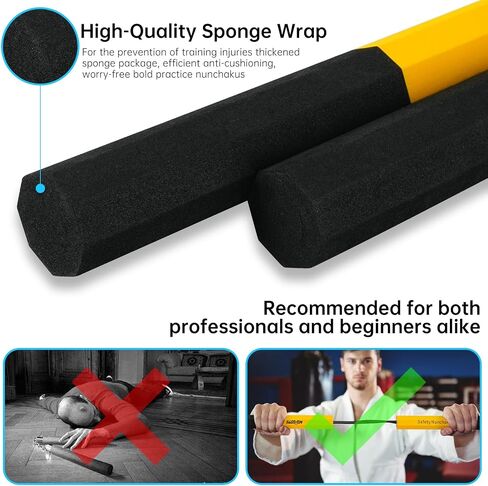 Safe Foam Rubber Cord Nunchakus for Beginners Practice and Training Karate (Yellow) in Saudi Arabia