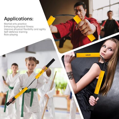 Safe Foam Rubber Cord Nunchakus for Beginners Practice and Training Karate (Yellow) in Saudi Arabia