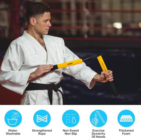 Safe Foam Rubber Cord Nunchakus for Beginners Practice and Training Karate (Yellow) in Saudi Arabia