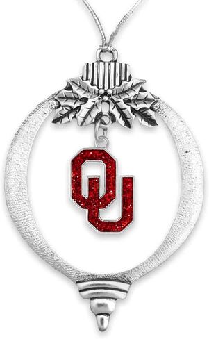 Oklahoma Sooners Glitter Charm Bulb Shape Silver Metal Christmas Ornament Gift Tree Decoration OU in Saudi Arabia