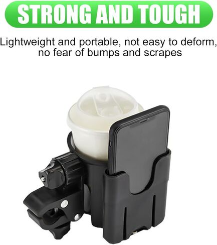 Golf Cart Cup Holders, Universal 2-in-1 Mug Phone Holder, Mount Compatible with EZGO/Club Car/Yamaha, 360° Swivel with Silicone Protective Pad, Bike, Wheelchair, Walker, Scooter in Saudi Arabia