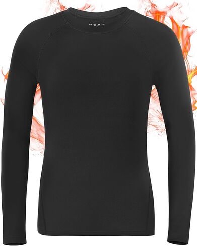 قميص حراري مضغوط للأولاد - طبقة أساسية من الصوف بأكمام طويلة للشباب لكرة القدم والبيسبول، قمصان داخلية سريعة الجفاف in Kuwait