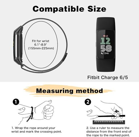 مجدول مغناطيسي متوافق مع Fitbit Charge 6 / Fitbit Charge 5 للرجال والنساء، حزام رياضي مرن قابل للتعديل من النايلون قابل للتمدد من أجل fitbit Charge 6/5 in Kuwait