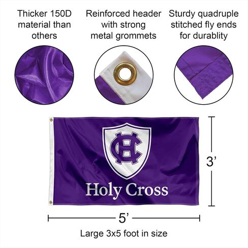 شعار Holy Cross Crusaders Wordmark 3x5 علم بحلقة معدنية in Saudi Arabia