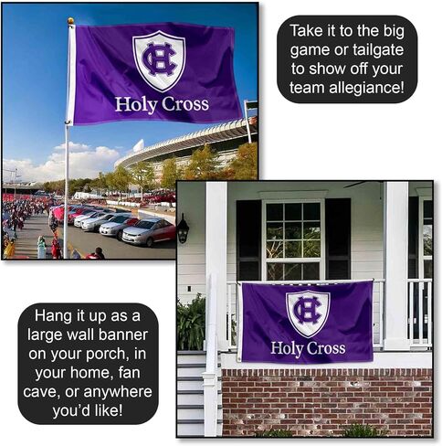 شعار Holy Cross Crusaders Wordmark 3x5 علم بحلقة معدنية in Saudi Arabia