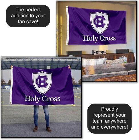 شعار Holy Cross Crusaders Wordmark 3x5 علم بحلقة معدنية in Saudi Arabia