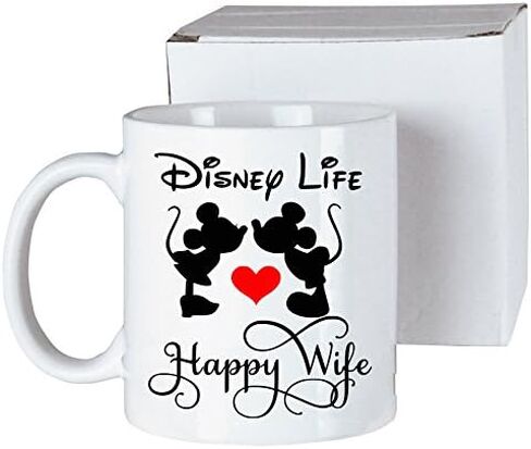 Mickey Mouse Happy Wife Happy Life Coffee Cup Mug Minnie Mouse Walt Disney World Funny Saying Birthday Gift Disney Gift Magic Kingdom Disney Life Cool Super Amazing Funny Happy Great Gag Gift in Saudi Arabia