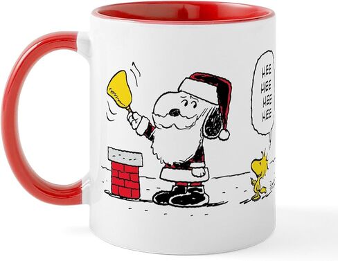CafePress Santa Snoopy And Woodstock Mug 11 oz (325 ml) Ceramic Coffee Mug in Saudi Arabia