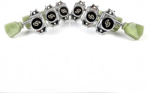 موالفات جيتار كورية الصنع ذات طراز عتيق، آلات ضبط قفل بنسبة 18:1، كروم مع أزرار لؤلؤية خضراء، مجموعة من 6 قطع in Kuwait