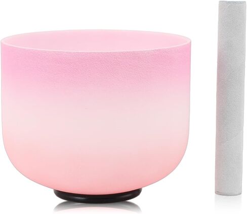 Crystal Singing Bowl 10 inch C Note, Colorful Pink Sound Bowl with Mallet O-ring, Sound Healing Instruments for Healing Mindfulness Meditation Yoga Sound Baths in Saudi Arabia
