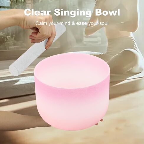 Crystal Singing Bowl 10 inch C Note, Colorful Pink Sound Bowl with Mallet O-ring, Sound Healing Instruments for Healing Mindfulness Meditation Yoga Sound Baths in Saudi Arabia