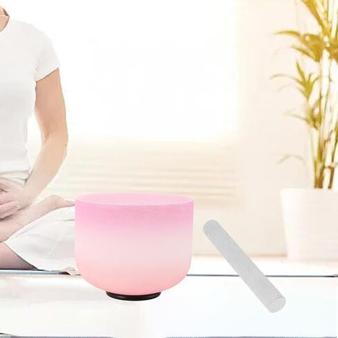 Crystal Singing Bowl 10 inch C Note, Colorful Pink Sound Bowl with Mallet O-ring, Sound Healing Instruments for Healing Mindfulness Meditation Yoga Sound Baths in Saudi Arabia