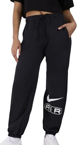 Nike Air Women's Mid-Rise Fleece Joggers Size - Medium Black/White in Saudi Arabia