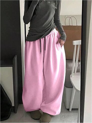 GORGLITTER Women's Wide Leg Sweatpants High Waisted Baggy Comfy Pants Loose Casual Athletic Workout Trousers in Saudi Arabia