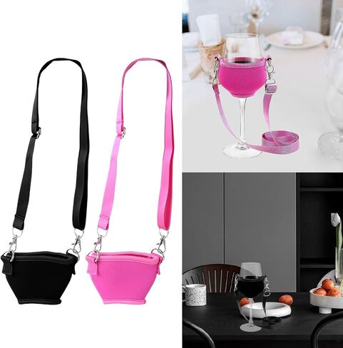5Pcs Wine Glass Neck Holder Neoprenes Sleeve With Adjustable Neck Strap Wine Glass Lanyard Necklace For Wine Walking in Saudi Arabia