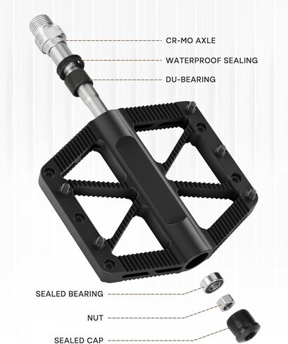 دواسات الدراجة، دواسات الدراجة الجبلية MTB BMX، دواسات دراجة 9/16 بوصة، مركب نايلون خفيف الوزن غير قابل للانزلاق، دواسات متينة تحمل منصة تحمل in Kuwait