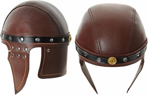 SZCO Top Grain Leather Helmet with Chin Strap | Leather Helmets for LARP and Cosplay – Adjustable, and Lightweight Armor in Saudi Arabia