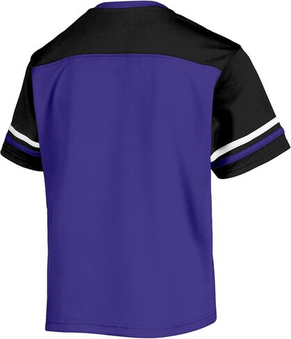 NFL Kids Youth 8-20 Officially Licensed Team Color Wordmark Primary Logo Victory Stripe V-Neck Jersey T-Shirt in Saudi Arabia