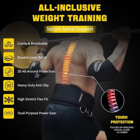 2-in-1 Weightlifting Belt & Dip Belt with 41 IN Steel Chain, Double-Layer Design, Powerlifting Gym Belt for Pull Up, Squat, Deadlifts & Added Weight Training, Unisex for Men & Women in Saudi Arabia