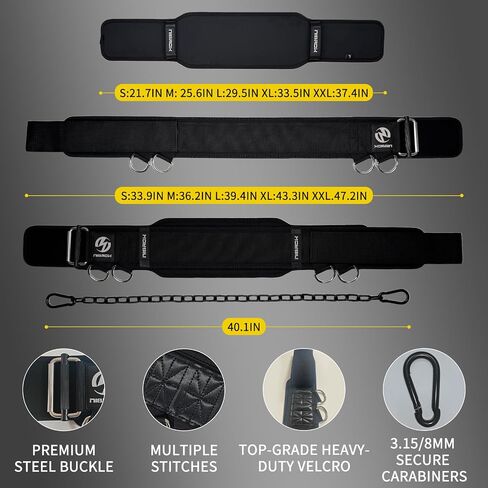 2-in-1 Weightlifting Belt & Dip Belt with 41 IN Steel Chain, Double-Layer Design, Powerlifting Gym Belt for Pull Up, Squat, Deadlifts & Added Weight Training, Unisex for Men & Women in Saudi Arabia
