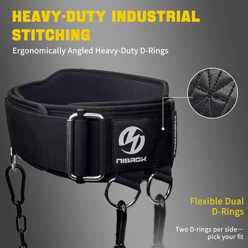 2-in-1 Weightlifting Belt & Dip Belt with 41 IN Steel Chain, Double-Layer Design, Powerlifting Gym Belt for Pull Up, Squat, Deadlifts & Added Weight Training, Unisex for Men & Women in Saudi Arabia