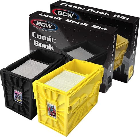 BCW Black & Yellow Short Comic Book Bin Set | Comic Book Storage Box | Plastic Comic Box Organizer in Saudi Arabia