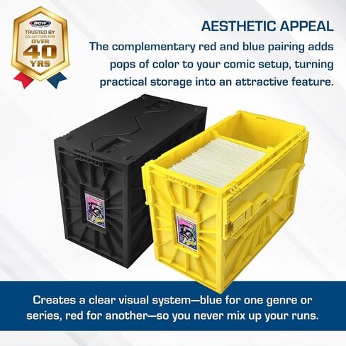 BCW Black & Yellow Short Comic Book Bin Set | Comic Book Storage Box | Plastic Comic Box Organizer in Saudi Arabia