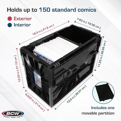 BCW Black & Yellow Short Comic Book Bin Set | Comic Book Storage Box | Plastic Comic Box Organizer in Saudi Arabia