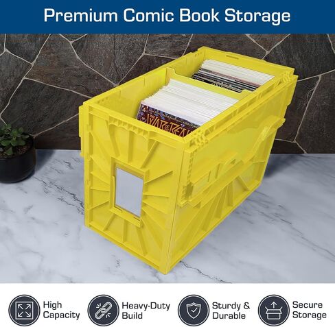 BCW Black & Yellow Short Comic Book Bin Set | Comic Book Storage Box | Plastic Comic Box Organizer in Saudi Arabia