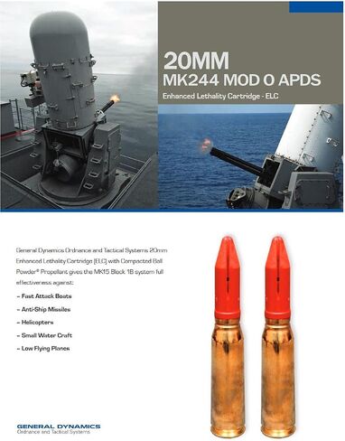 General Dynamics 20mm Dummy Round CIWS with Sabot and Standalone Tungsten Penetrator in Saudi Arabia