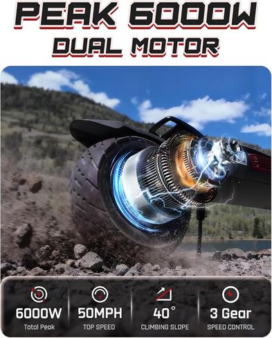 سكوتر كهربائي M YUME SCOOTER Raptor 6000W، 50MPH 56/60 ميل 60V 27/30AH للبالغين، سكوتر طويل المدى 11 بوصة سكوتر سريع للتنقل والمغامرة، معتمد من UL-2272 in Saudi Arabia