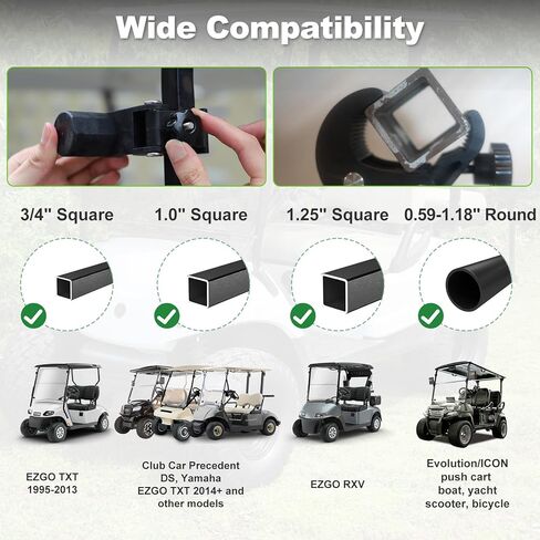 حامل علم عربة الجولف، قابل للدوران 360 درجة والارتفاع قابل للتعديل، عمود العلم العالمي لسيارة Yamaha EZGO Club Car Yamaha، دعامة عمود مع قضبان مربعة مستديرة 0.59 بوصة - 1.25 بوصة، علم الولايات المتحدة الأمريكية 1.9 قدم قطعة واحدة قطعتان in Kuwait