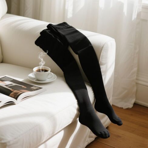 Sports Knee High Socks 3 Pairs S XL Black White Nude Stretchy Breathable in Saudi Arabia